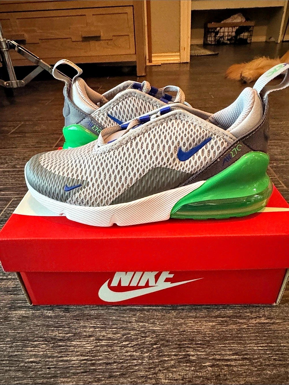 Nike Air Max 270 Athletic Shoes Gray & Green US 13C Like New